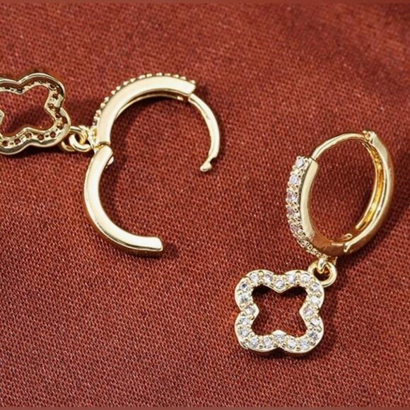 “Ireland” ✨ Clover Petite Drop Hoop Earrings - Picture 2 of 3